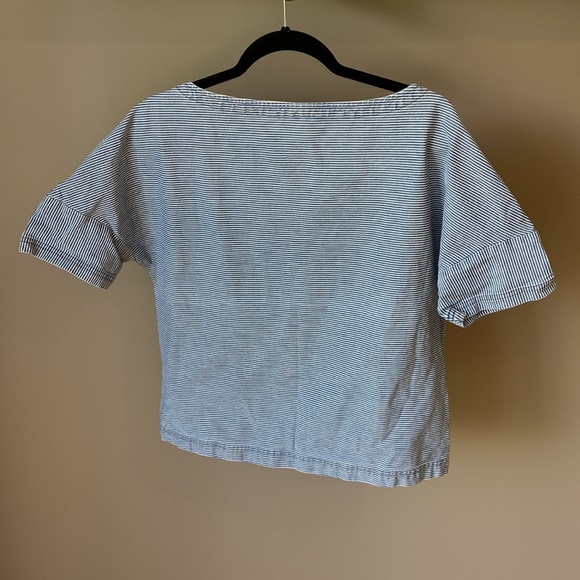 Zara denim blue and white stripped top size small - Picture 6 of 7